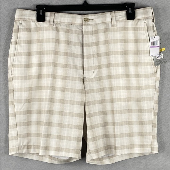 PGA Tour Men's 38W Golf Shorts Moisture Wicking Stretch Fabric UPF 50 Beige NEW - Picture 2 of 11